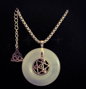 Approx 3cm Genuine White Jade Merkabah Silver