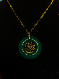 EXCLUSIVE GENUINE GREEN JADE CUSTOM THP CREST NECKLACE approx 3cm